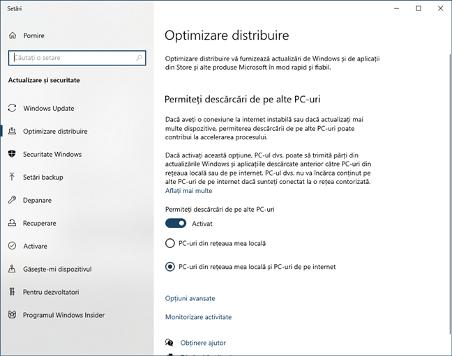 ActualizÄƒrile Windows pot fi descÄƒrcate din reÈ›eaua localÄƒ sau de pe internet