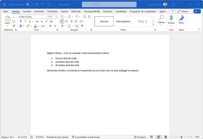 PoÈi scrie text dupÄ listÄ