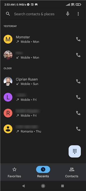 AplicaÈia Phone (Telefon) nu e proiectatÄ Èi pentru stângaci