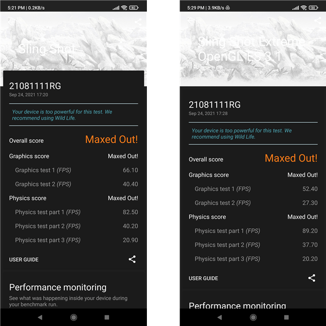 Rezultatele lui Xiaomi 11T în testul Sling shot sunt foarte bune